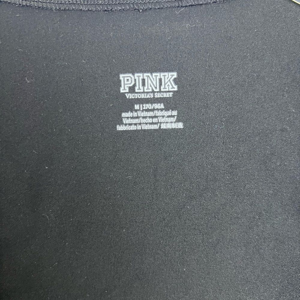 Victoria’s Secret Pink Ultimate Fitted Open Tie Waist Yoga Crop Top Black Medium - Picture 5 of 12
